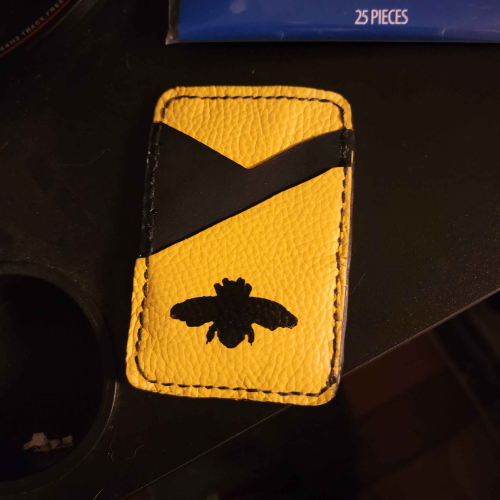 Custom yellow bee card holder