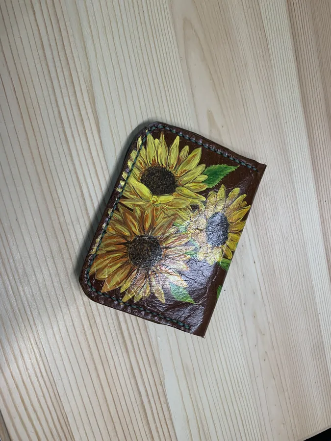 Bifold hand-painted with sunflowers, made for the Sunflower Festival